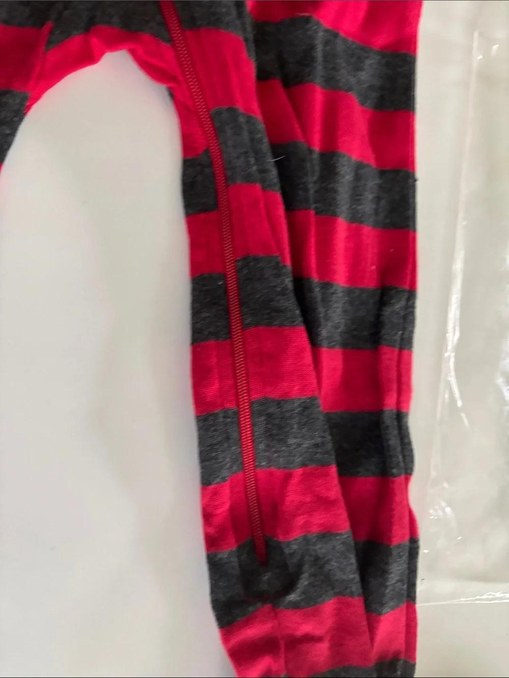 Leveret Red & Gray Striped Footed One-Piece